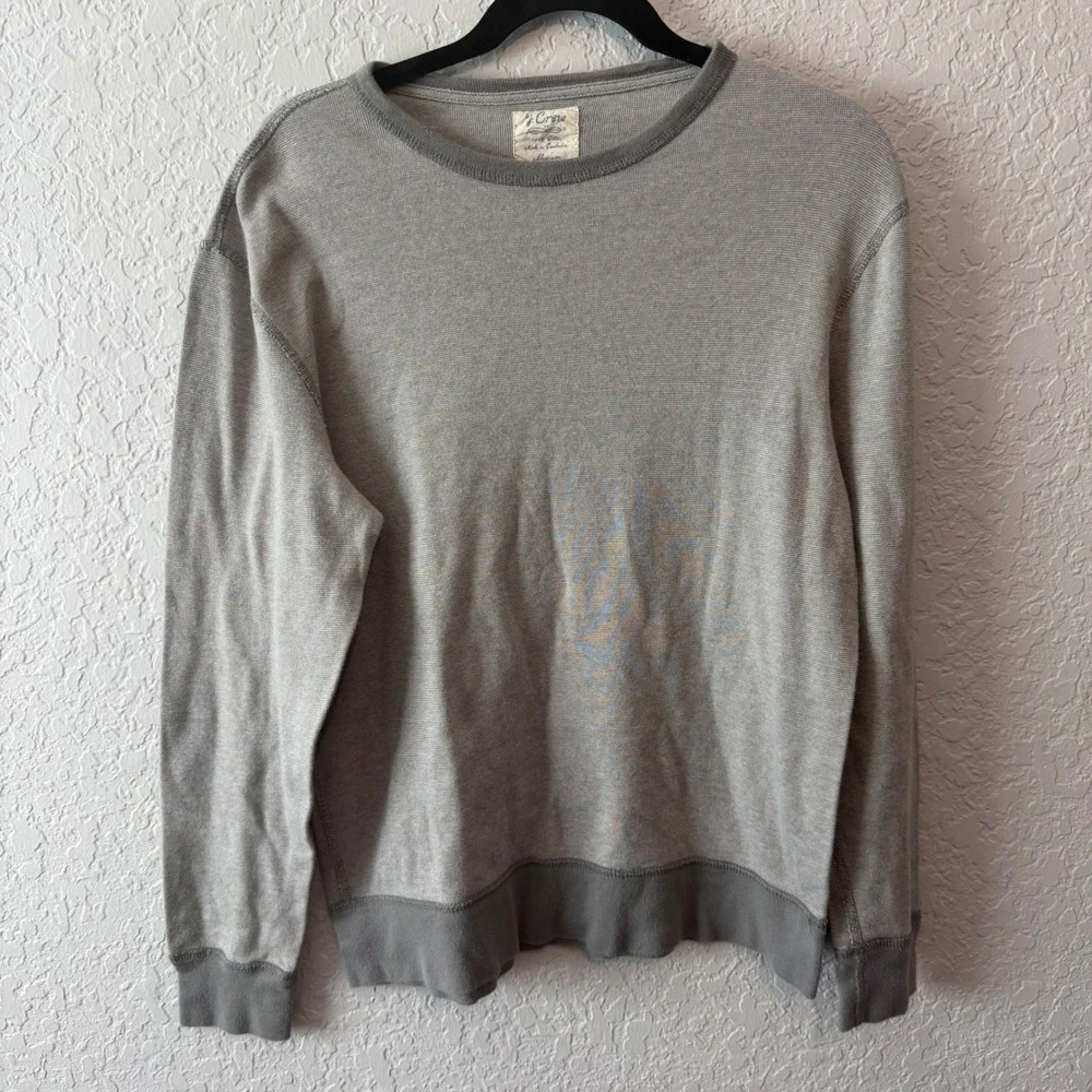 J. Crew Waffle Knit Thermal Long Sleeve Shirt Medium Gray Heritage Workwear